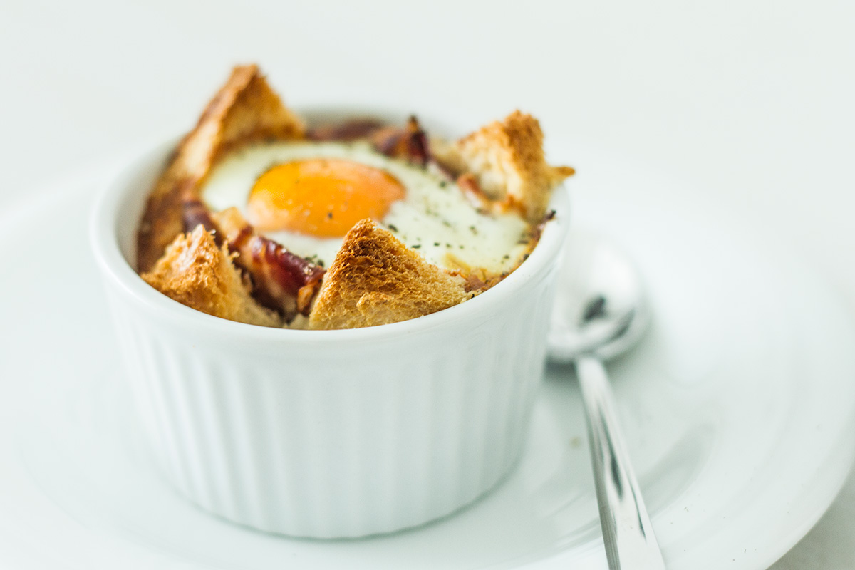 Baked eggs in toast cups by Martha Stewart