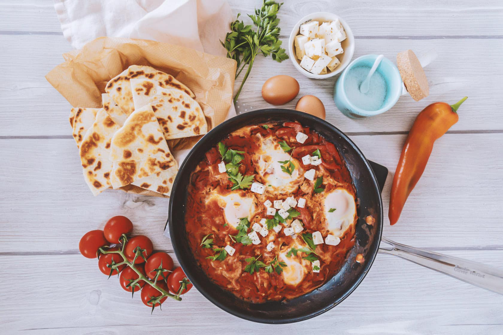 Shakshuka mit Pita-Brot